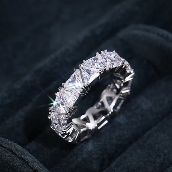Великолепные Женские кольца с обещанием Вечности, Геометрический треугольник, белый Кубический цирконий, свадебные украшения для помолвки, тренд 2023 года