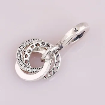 Аутентичные стерлингового серебра 925 бисера сверкающим ореолом сердца круг мотаться Шарм Fit Пандора браслет женщин браслет подарок DIY ювелирные изделия