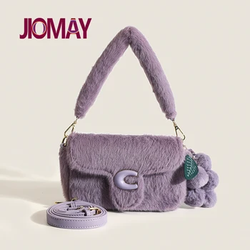 Женская косметичка JIOMAY, модная сумочка, кошельки из искусственного меха, роскошные дизайнерские сумки с двумя съемными ремешками, универсальная сумка для вечеринок