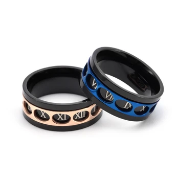 1 шт. Модные новые кольца с римскими цифрами из нержавеющей стали 9 мм, вращающиеся кольца для пары, ювелирный подарок
