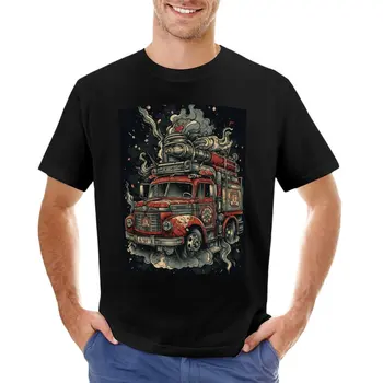 Футболка Imaginary Firetruck I, аниме-футболка, графические футболки, мужские футболки, повседневные стильные футболки