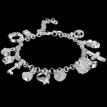 Горячая распродажа модный браслет из стерлингового серебра 925 пробы для женщины, цепочка с подвеской из циркона 