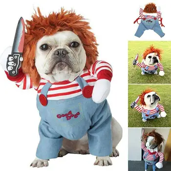 Забавная одежда для домашних собак малого и среднего размера, косплей, роковые куклы, Хеншин, парик, страшный костюм для Хэллоуина