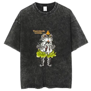 Застиранная футболка, Винтажная уличная одежда в стиле хип-хоп, футболки оверсайз, готический принт черепа, панк, летняя хлопковая футболка в стиле ретро с коротким рукавом