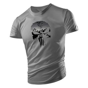Повседневная свободная и дышащая мужская футболка большого размера, повседневная футболка для бега трусцой, фитнеса, уличная одежда в стиле хип-хоп с принтом черепа 6XL