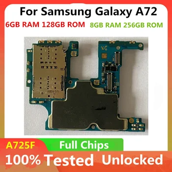 Для Samsung Galaxy A72 A725F 6 ГБ ОЗУ 128 ГБ ПЗУ Материнская плата Оригинальная разблокированная Полная микросхема IMEI OS Логическая плата материнская плата