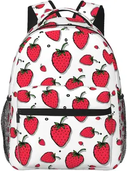Симпатичный клубничный рюкзак, легкая красная клубничная сумка, рюкзак для ноутбука, повседневный рюкзак для путешествий для мужчин и женщин