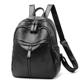 Студенческие школьные сумки Школьные сумки большой емкости Женский дорожный рюкзак на молнии Винтажный Женский рюкзак для покупок из искусственной кожи