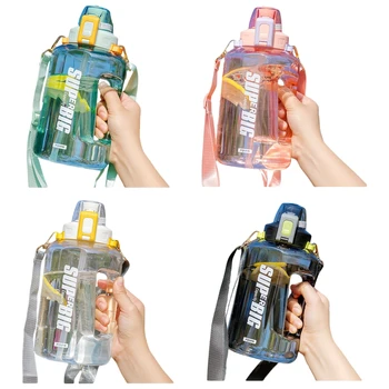 Бутылка для воды 1500 с соломинкой Портативная бутылка для воды большой емкости Чашка для фитнес-велосипеда Летняя Большая многоразовая