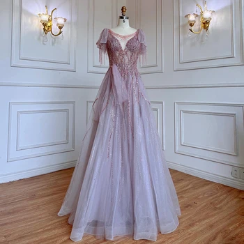 Serene Hill Розовые Платья для выпускного вечера трапециевидной формы с арабскими кисточками и бисером, Элегантные вечерние платья для выпускного вечера 2023 года для девочек CLA72066