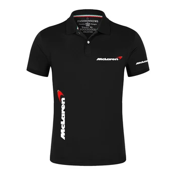 Новая модная мужская рубашка поло с логотипом McLaren, Однотонная рубашка поло с коротким рукавом, Летняя Уличная одежда, Повседневные Модные топы, Дышащие
