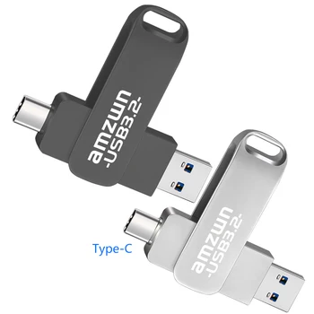 Флэш-накопители Thumb Usb 128 ГБ USB 3.2 TypeC с Двойным Интерфейсом OTG Pen Drive 256 ГБ 512 гбпОРТативный Вращающийся Ключ USB Flash Memory Stick