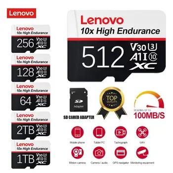 Lenovo 2TB TF Карта Флэш-памяти 1TB 512GB 256GB Высокоскоростная Micro TF SD-Карта 128 ГБ Портативное хранилище cartao de memoria Для Ноутбука