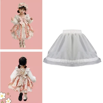 Нижняя юбка с кринолином для девочек, платье в стиле Лолиты с обручем, Нижняя юбка для маленькой девочки, Короткая нижняя юбка трапециевидной формы, прямая поставка