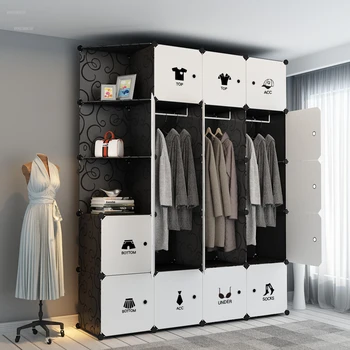 Простые Бытовые Шкафы Небольшая Квартира Подвесной Шкаф Для Хранения В Спальне Комната Для Аренды Пластикового Складывающегося Тканевого Шкафа U