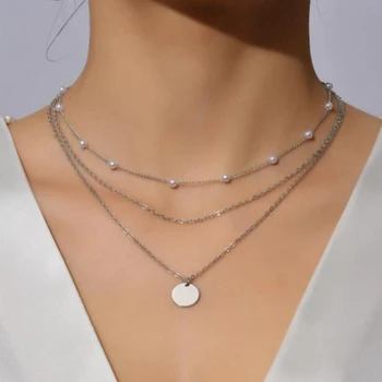 Винтажное ожерелье с подвеской из хрусталя и жемчуга, цепочка из жемчуга на ключице, многослойное ожерелье с воротником, Трендовая подвеска, модные украшения 2023 г.