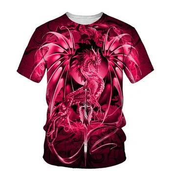 Летняя мужская футболка с 3D принтом West Dragon с круглым вырезом и коротким рукавом в 3D-стиле, мужская модная повседневная футболка, удобный топ из свободного материала