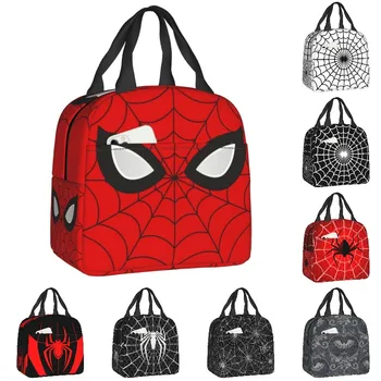 Классическая красная сумка для ланча в виде паутины, мужская и женская сумка-холодильник, теплый изолированный ланч-бокс для школьников, сумки для пикника