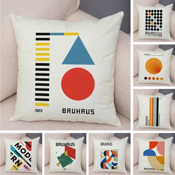 Скандинавский минималистичный цветной блок, двойная печать, декор чехла для подушки, современная наволочка Bauhaus, мягкая плюшевая наволочка для дивана