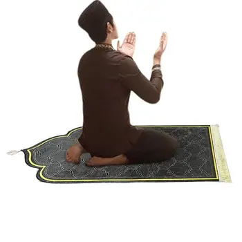 Фланелевый молитвенный коврик, одеяло для поклонения, Ковры для пола с тиснением на коленях, Нескользящий Мягкий Портативный дорожный молитвенный коврик, подарок на Рамадан