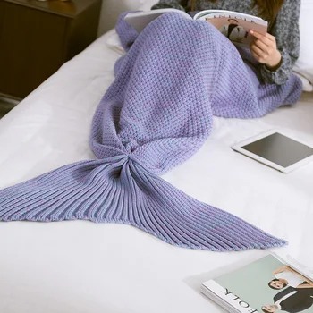 Простое одеяло-русалка, одеяло с хвостом Русалки, Вязаное одеяло с шипами из хвоста Русалки, покрывало для дивана, одеяло