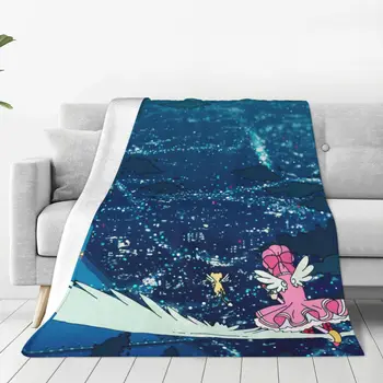 Cardcaptor Sakura Card Captor Одеяла из аниме Манги City Night с фланелевым украшением, многофункциональное теплое покрывало для кровати, Стеганое одеяло