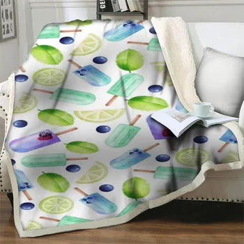 Летнее Эскимо, 3D Фланелевое покрывало, Подарки для детей, одеяло для кроватей, диван, Офисный диван, легкое теплое Мягкое стеганое одеяло, ворсовый чехол