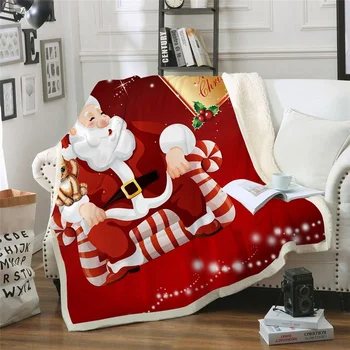 Плед Красное Шерп-одеяло Модное Пледное одеяло для взрослых Подарок на Новый Год Рождественское Одеяло для путешествий и вечеринок