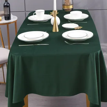 Скандинавская скатерть Роскошная современная бархатная темно-зеленая скатерть для обеденного стола в американском стиле, сплошной цвет