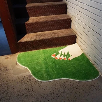 Креативный коврик для входной двери на лестницу, ковер для домашнего декора с принтом зеленой травы, ковер для кухни, ванной, душа, Впитывающие нескользящие коврики