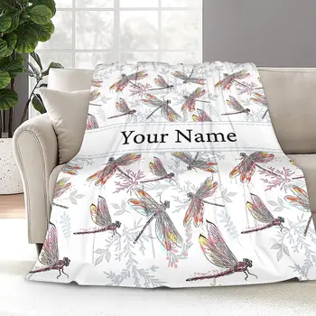 Одеяло в виде стрекозы, именные одеяла для девочек-дочерей, Мягкие уютные фланелевые одеяла в виде стрекозы для дивана