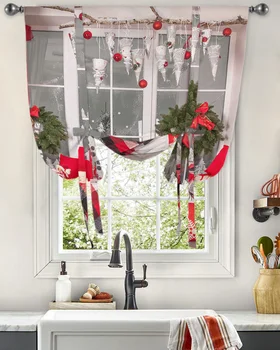 Рождественские декоративные занавески для гостиной, спальни, современная занавеска на окно, Короткая занавеска для кухни