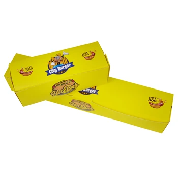 дизайн customizd Изготовленная на заказ Дешевая коробка для упаковки хот-догов с печатью CMYK, одноразовая Белая карточка для пищевых продуктов