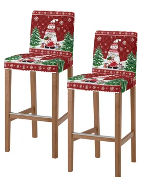 Чехол для барного стула Gnome Snowflake с Рождеством Христовым, чехол для стула с короткой спинкой, защитные чехлы для стульев с высокой эластичностью для банкетного отеля