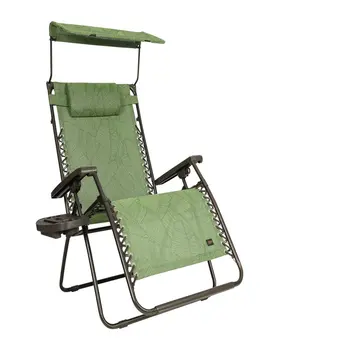 Широкое кресло Zero 26 дюймов с регулируемым абажуром, подносом для напитков и регулируемой подушкой, вместимостью 300 фунтов (зеленый банановый лист)