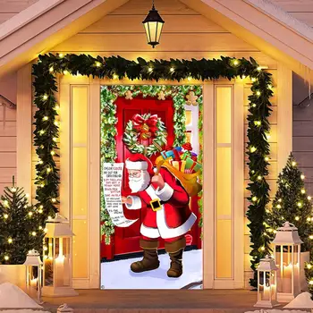 Рождественские Праздничные Дверные Занавески С Принтом Санта-Клауса Тонкой Работы Украшение Дома Праздничное Дверное Подвешивание