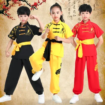 Детский комплект одежды для китайского традиционного ушу Кунг-фу, форма для выступлений на сцене, форма для боевых искусств, костюм для тайцзи