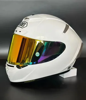 Мотоциклетный шлем Full Face Helmett X-Spirit III Глянцевый Белый X-Четырнадцатый Спортивный Велосипедный Гоночный шлем