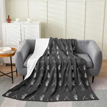 Фланелевое флисовое одеяло для охоты на оленя, милое плюшевое одеяло для охоты на оленя, для рогов в западном фермерском доме на весь сезон, кровать