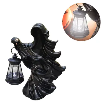 Украшение ручной лампы Посланника страшного ада на Хэллоуин, украшение скульптуры ведьмы из смолы, Статуя для украшения сада на Хэллоуин