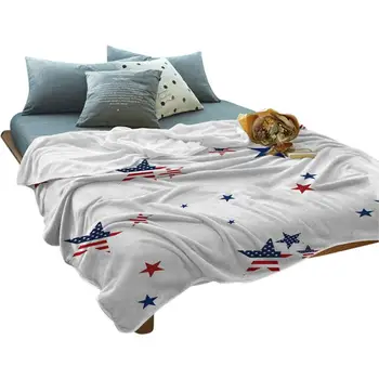 Американское фланелевое одеяло с рисунком звездного флага, одеяло ко Дню независимости, переносные гномы, декор для дивана, одеяло 4 июля