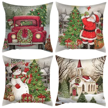 2023 Новый рождественский набор подушек, ретро-мультфильм Санта-Клауса, Гостиная, Спальня, Подушка, Детский подарок на Новый год