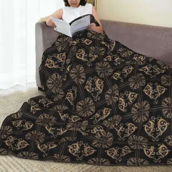 Фланелевое одеяло с мотивом барокко, качественное Теплое Мягкое одеяло с принтом в стиле ретро, покрывало для зимних путешествий, Офисный диван, кресло, Милое покрывало на кровать
