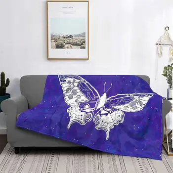 Одеяло Hannibal Флисовое Фланелевое Дышащее Легкое тонкое одеяло SPACEDOGS Butterfly Blue, пледы для автомобиля, плюшевое тонкое одеяло
