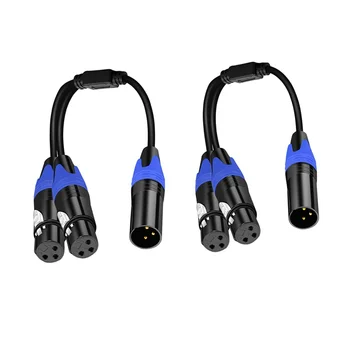 1 Штекер к 2 штекерам XLR Y-разветвительный кабель для микрофона, 3-контактный XLR штекер к Двум XLR штекерным Y-разветвительным сбалансированным микрофонным кабелям (2 шт.)