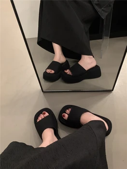 2023 Новые тапочки на толстой подошве, женская летняя верхняя одежда, обувь Matsuke, тапочки с открытым носком, женская обувь