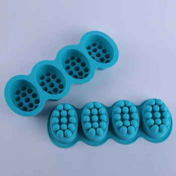 Новые силиконовые формы для мыла ручной работы с 4 полостями 3D, инструменты для массажа, формы для изготовления мыла овальной формы, Поделки из смолы