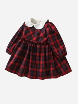 Платье принцессы для маленьких девочек 2023, осенняя юбка с воротником 