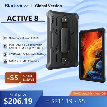 Оригинальные Blackview Active 8 Android 13 Прочные Планшеты T616 Octa Core 6GB 128GB Планшеты 10.36 