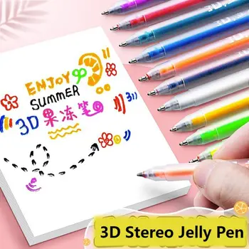 6 шт./компл. Многоцветная 3D стерео желейная ручка, керамика, металл, стекло, 3D Трехмерные цветные маркеры, цветная гелевая ручка для студентов